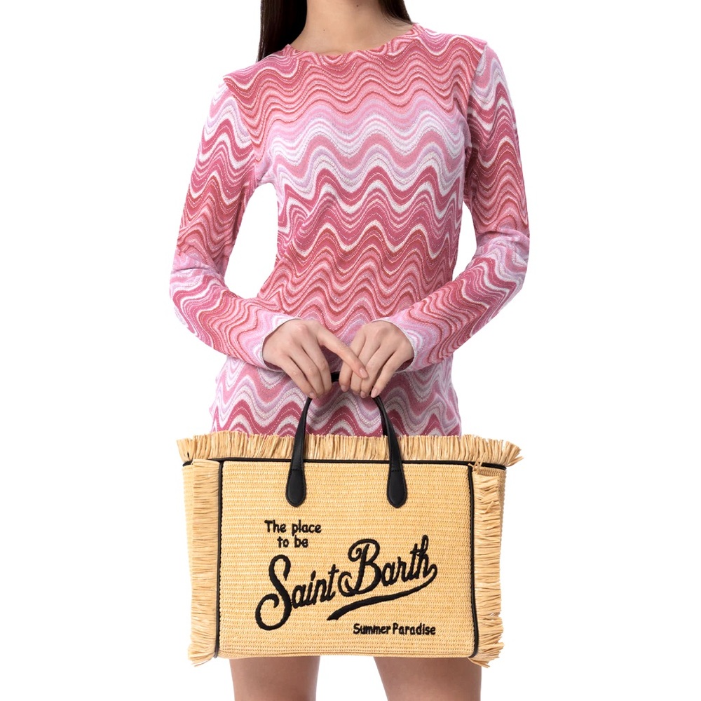 Saint Barth Embroidered Beige Straw Tote Bag - New! - *CELEBRITY FAV* - Picture 4 of 4